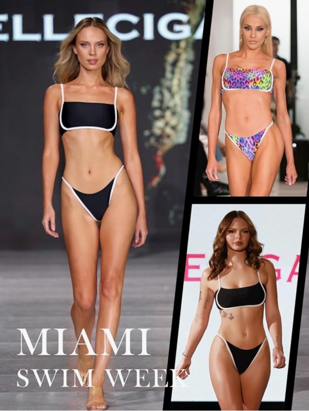 RELLECIGA womens adjustbale bandeau bikini set splicing color two piece.